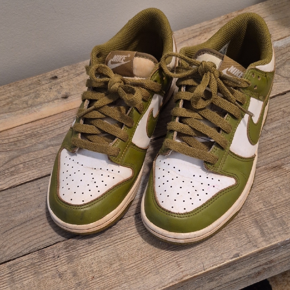 Nike Olive and White Low-Top Sneakers